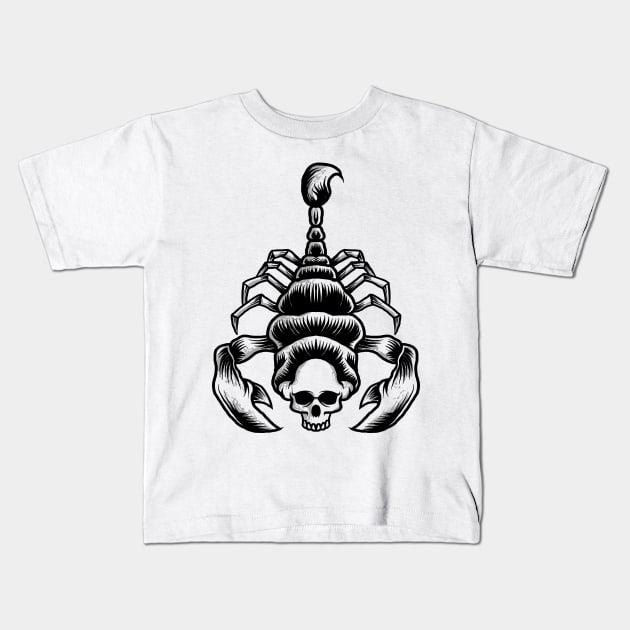 Scorpio skull Kids T-Shirt by Luckyart11